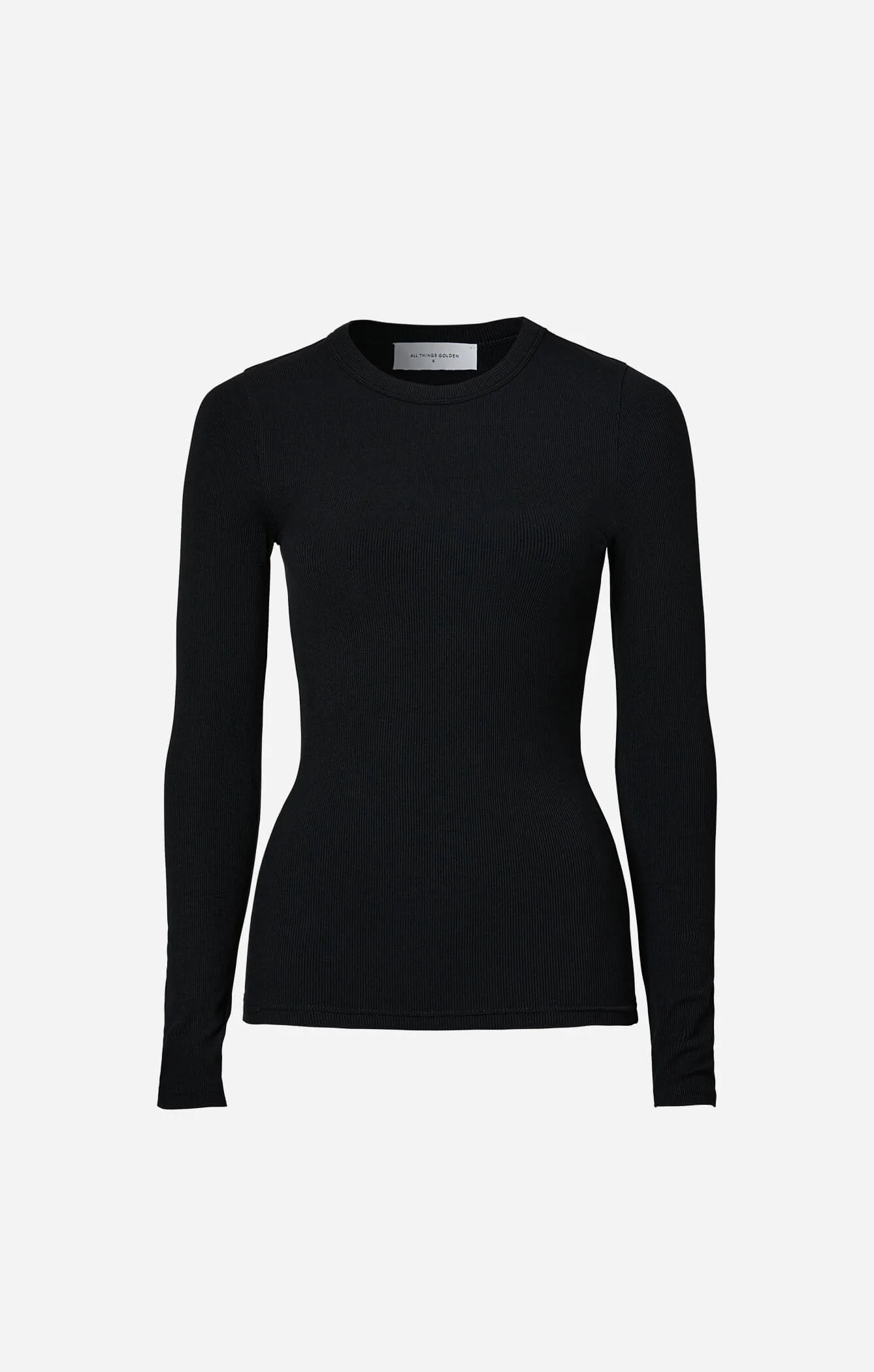 THE LUXE RIB LONG SLEEVE TOP - BLACK - Image 8