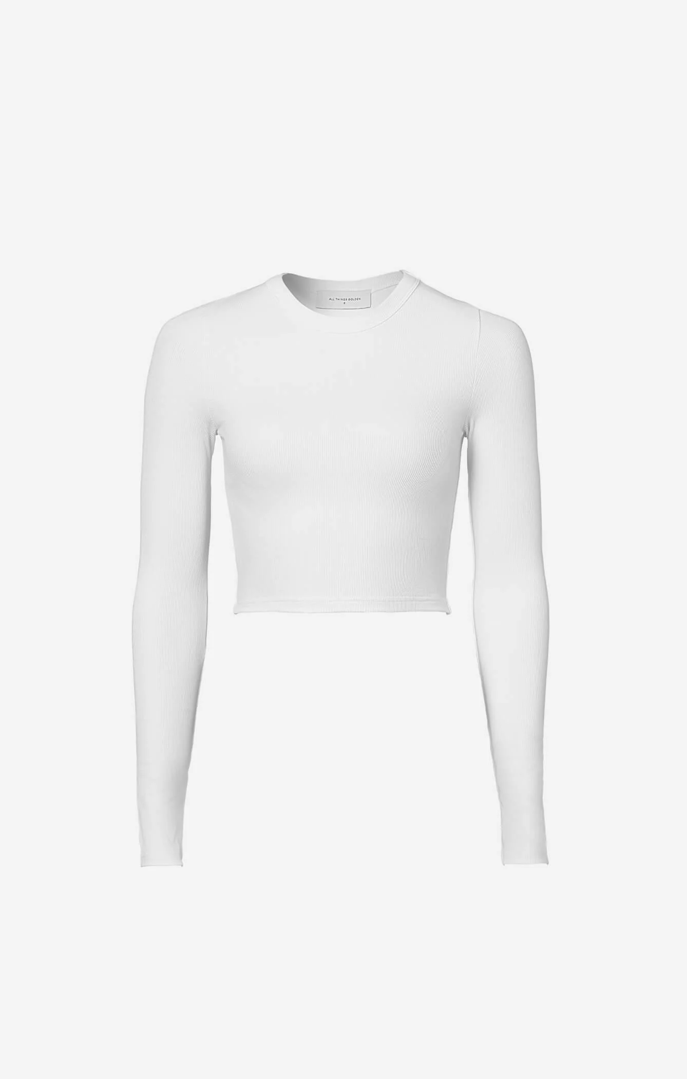 THE LUXE RIB LONG SLEEVE CROP - WHITE - Image 5