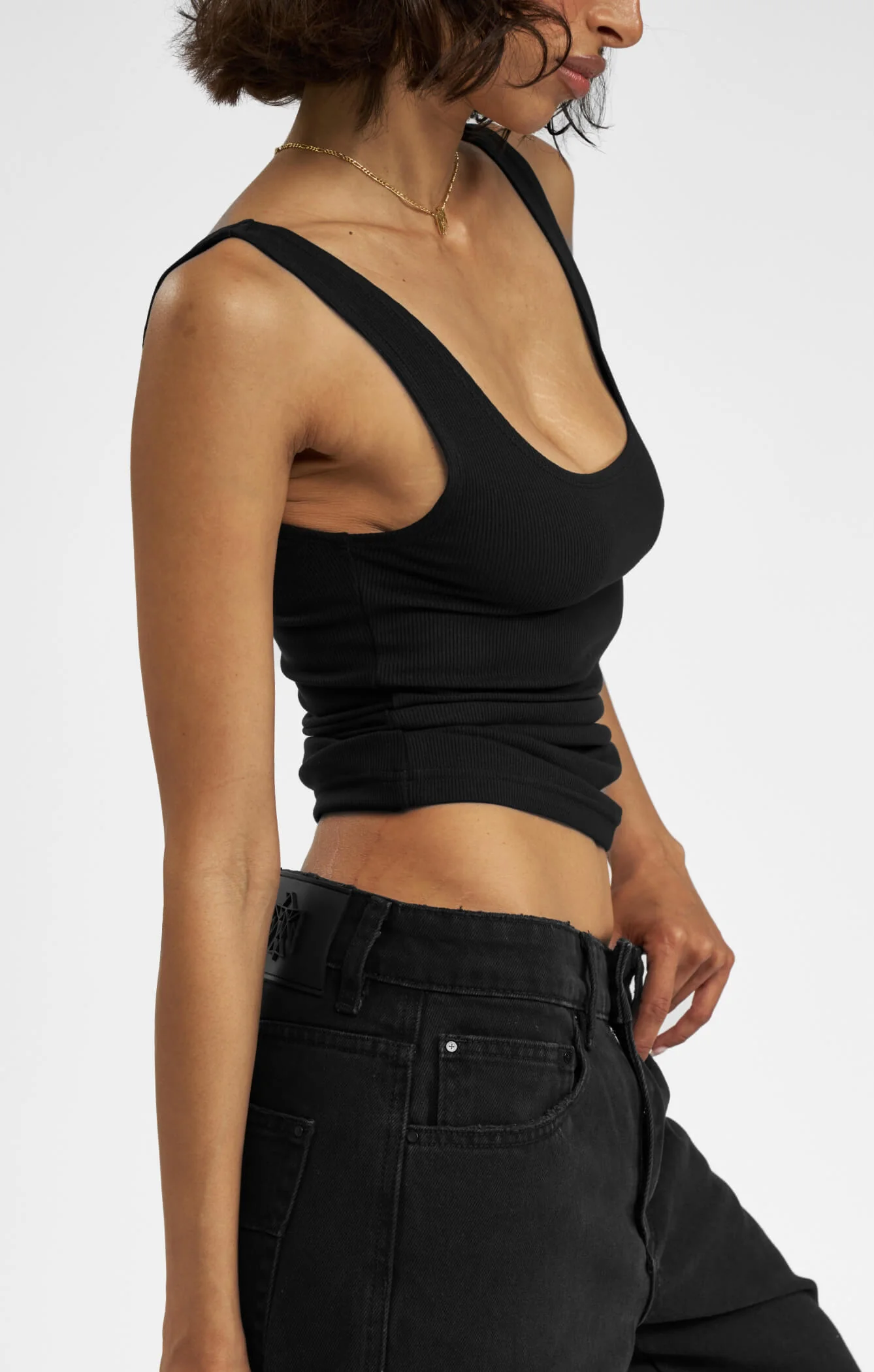 THE LUXE RIB TANK - BLACK - Image 3